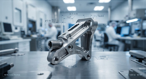 A precision-machined aerospace component being inspected in a metrology lab